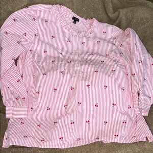 Talbots Plus X Pink Striped w/Cherry Print